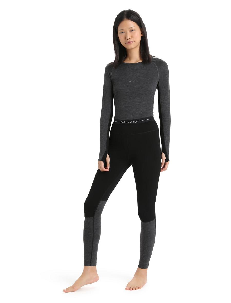 Black / Jet Heather Women's Icebreaker 200 ZoneKnit™ Merino Leggings | USA 1527VRWD